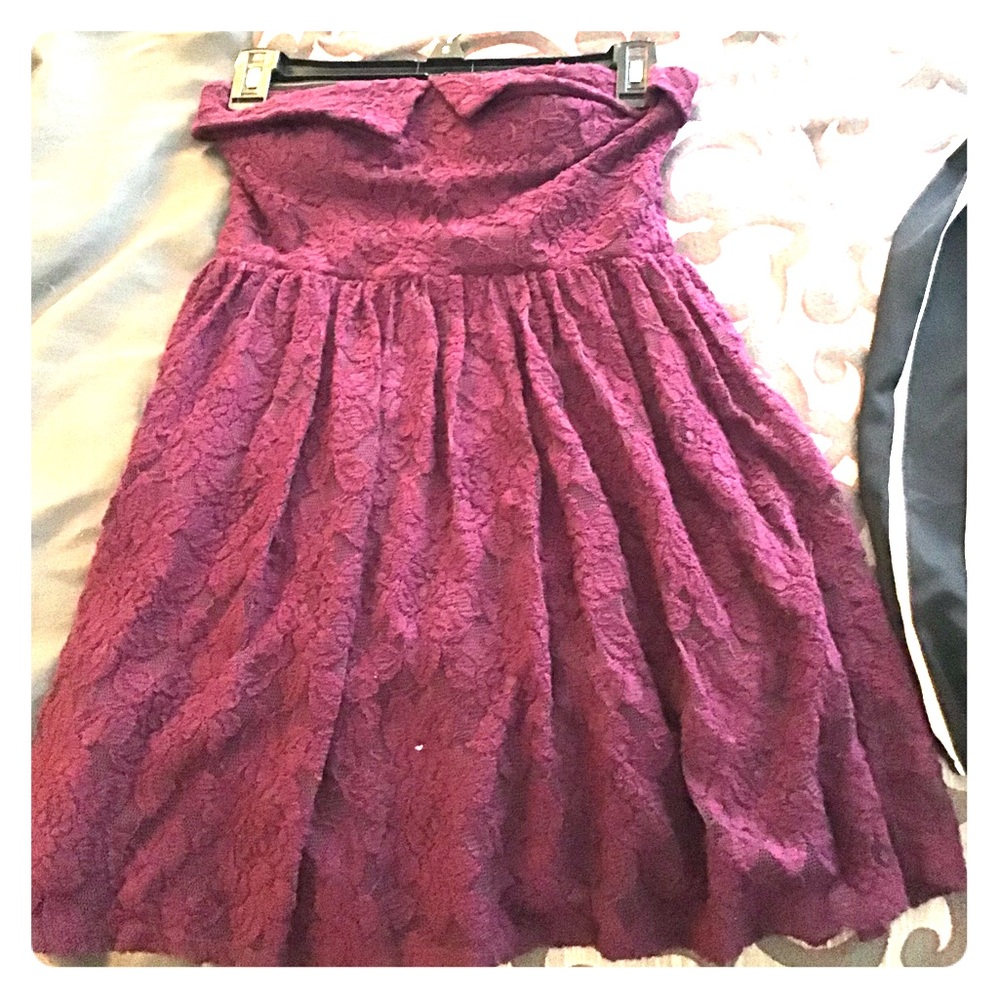 Magenta lace strapless dress